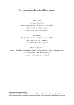 PDF Document Cover - Economic Dependency of Bitcoin Security: An Analysis of Blockchain's Proof-of-Work Mechanism