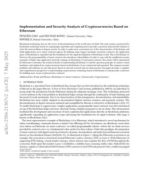 PDF Document Cover - Ethereum Cryptocurrency Implementation and Security Analysis